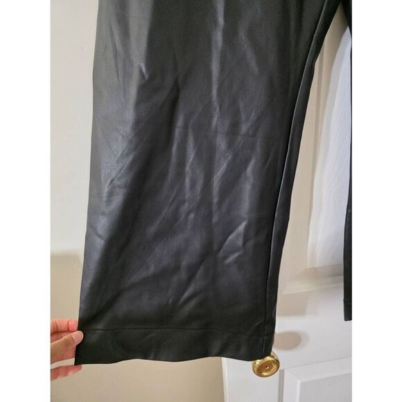 Anthropologie Maeve The Colette Cropped Wide-Leg Pants Faux-Leather Edition 31 N - Picture 8 of 12